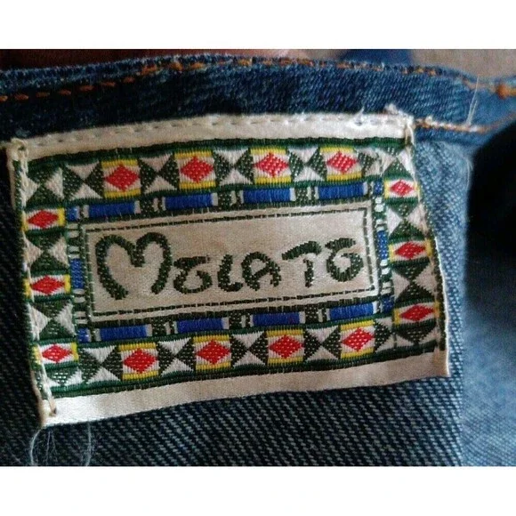 Vintage Molato Denim Maxi Dress Size Large Sleeveless Jean Embroidered Jeweled - Picture 3 of 11